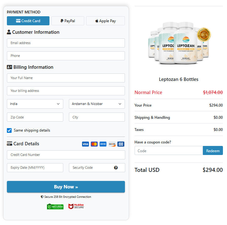 checkout page